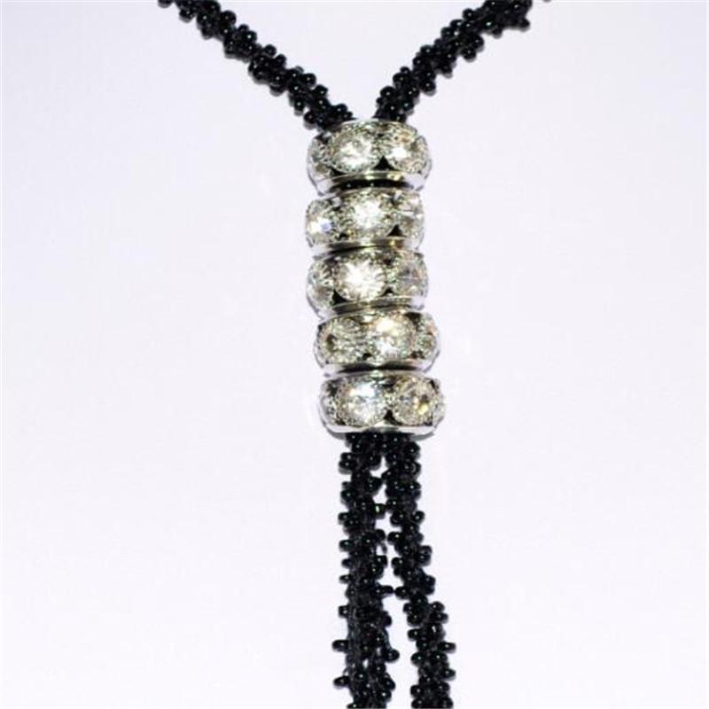 Long Pendant Necklaces for Women Elegant Black Gold Vintage Necklace Tassel Water Drop Design