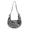 Chic Retro Crescent Bag For Women Stylish Pu Shoulder Bag In Leopard Zebra Cow Print