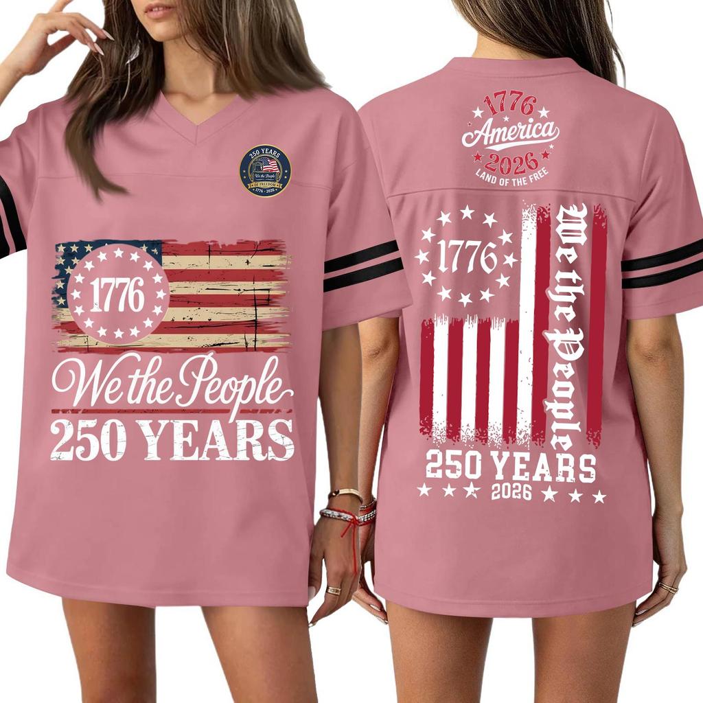 Women's Casual Fashion V-Neck Sports Independence Day Print Short Sleeve Sports T-Shirt Top