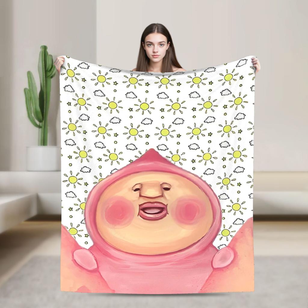 K-Kobito Zukan Peach Plush Blanket Girls Boys  Flannel Throw Blanket For Living Room Warm Quality Bedspread Birthday Present