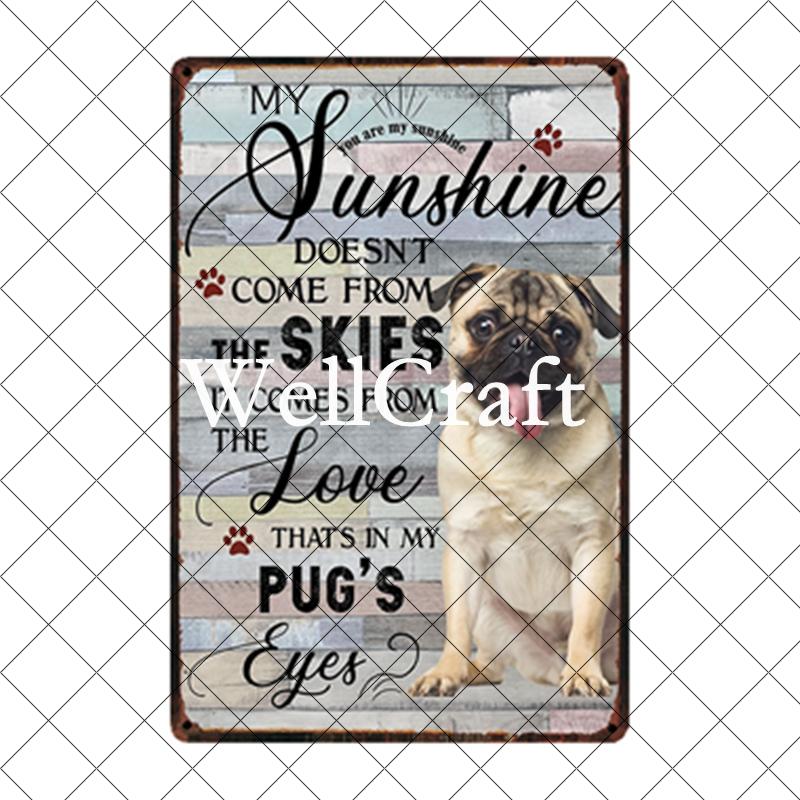 [ WellCraft ] Pet Friend Pug Boxer Dog Life Rules Tin Bath Soap  Metal Signs Posters Vintage Wall Plaque Custom Pub Decor WX-29