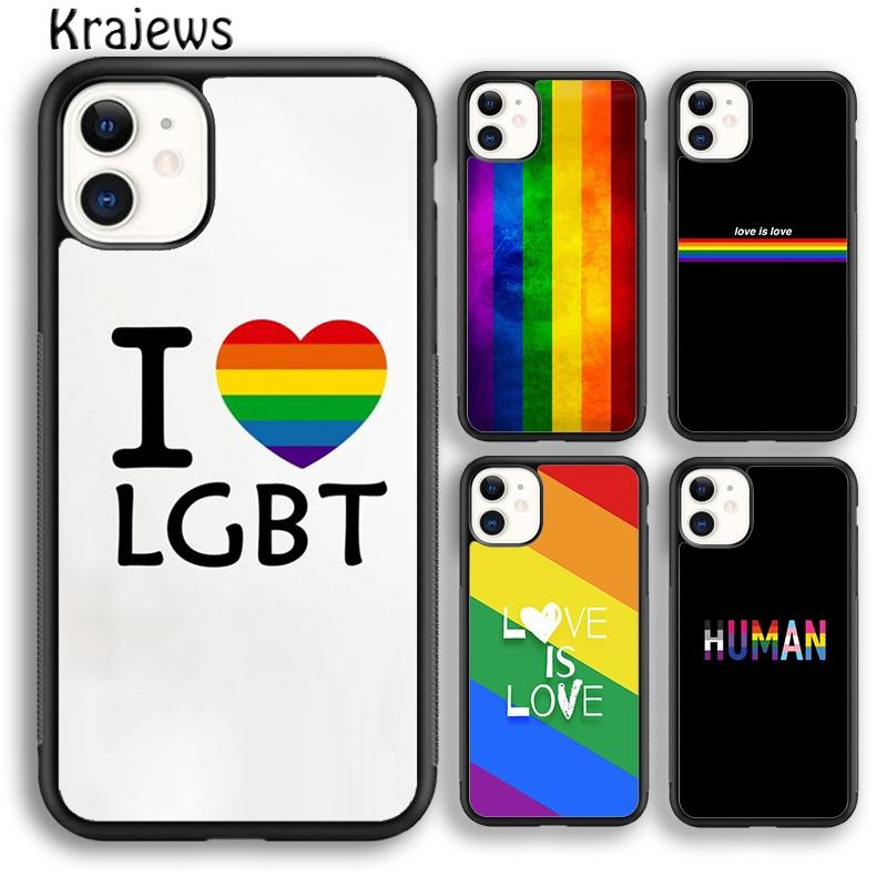 Krajews Gay Lesbian LGBT Rainbow Pride Soft Phone Case For iPhone 17 Air 16 15 14 plus 11 12 13 pro max coque Fundas