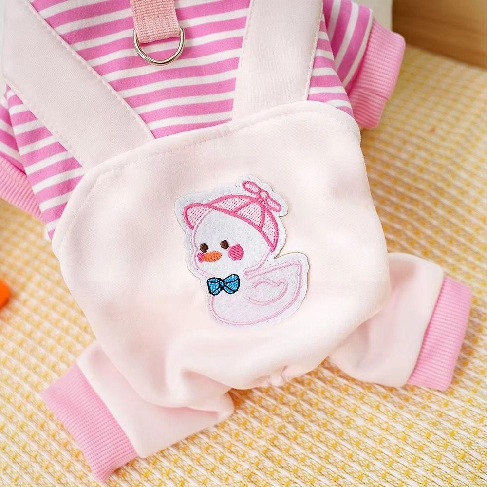 Striped Pet Clothes Soft Dog Four-legged Overalls New Year Cat Sweatshirt Autumn/Winter