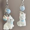 Cartoon Flocking Dog Piggy Pendant Keychain  Key Ring For Women Girls Cute Bag Pendant Kawaii Mobile Phone Chain Gifts