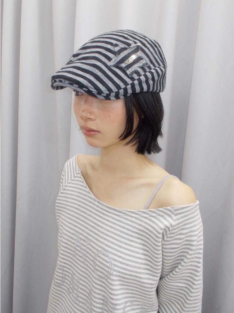 Hey Y2K Striped Hunting Cap (Black)