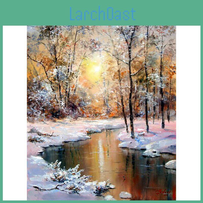 Diy Full Paintings Cross Diamond Stitch Winter Landscape Tree Round Drill Diamond Embroidery