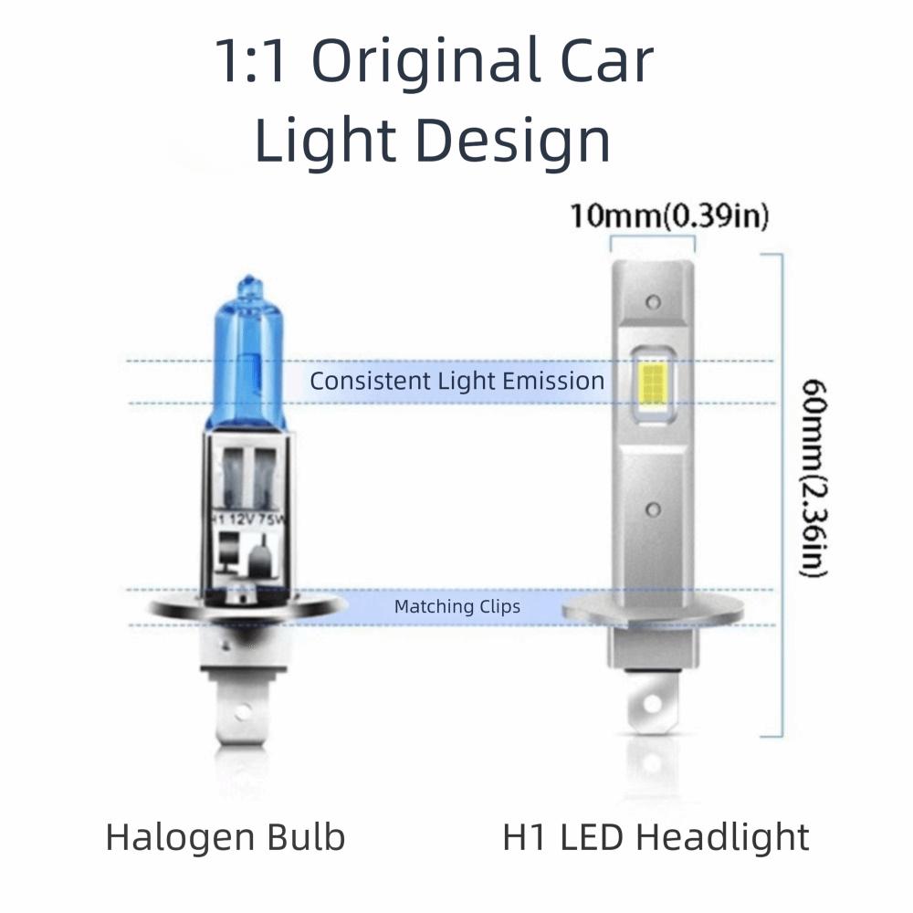 Super Bright LED Headlight Aluminum Silver Automobile Headlamp H1 Headlight Bulbs Car Headlight