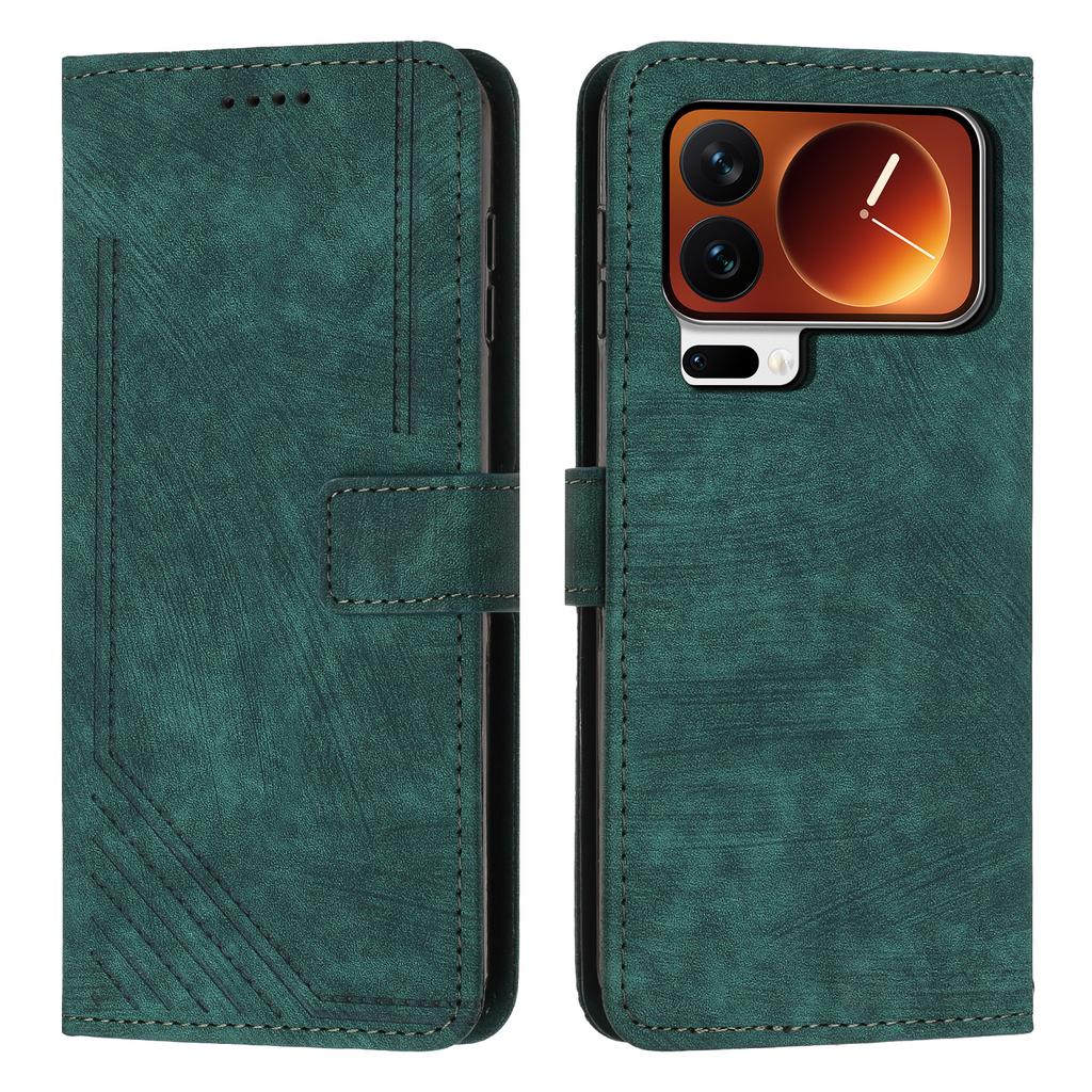 For Xiaomi 17 Pro Max Stand Case Imprinted Lines Leather Phone Cover