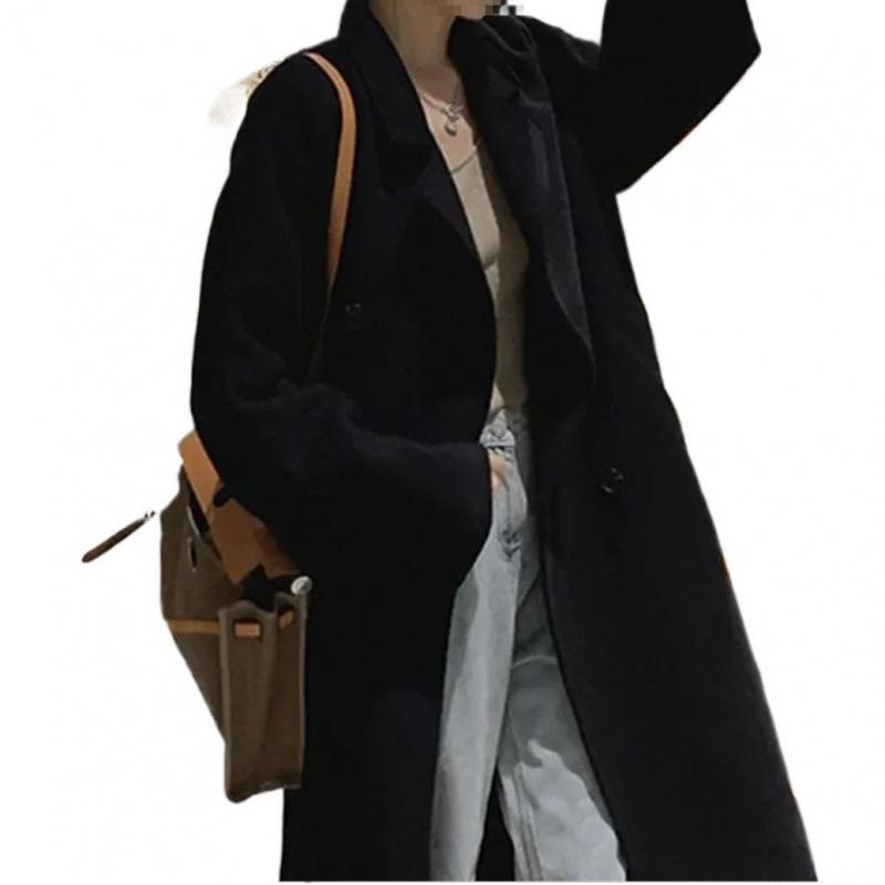 Oatmeal Color Double-sided Coat for Women Autumn and Winter New Korean Style Loose Slimming Mid-length Quilted Coat