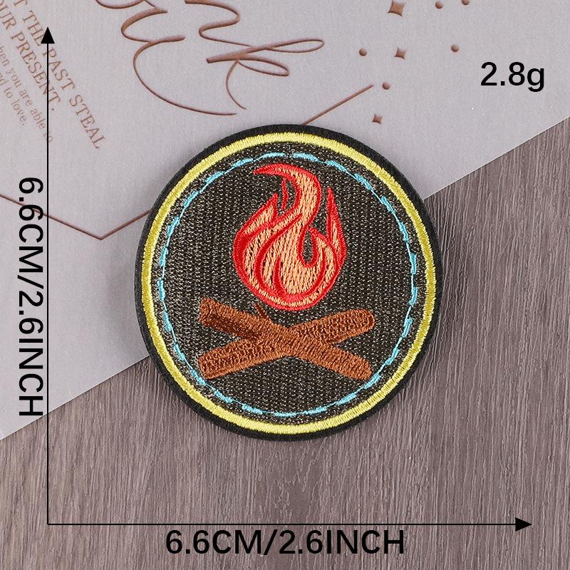 Bonfire Embroidered Patch - Round Cloth Label for DIY Clothing & Accessories