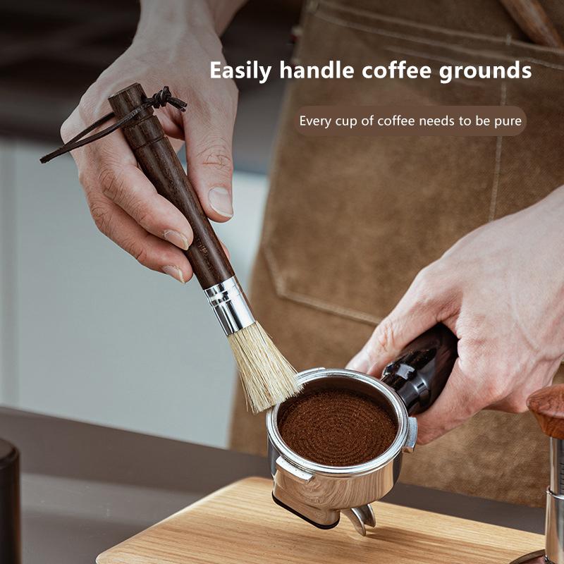 Coffee Brush Grinder Cleaning Tool Bar Counter Powder Home Coffee Brush Remove Coffee Residue Wooden Handle Espresso Brush