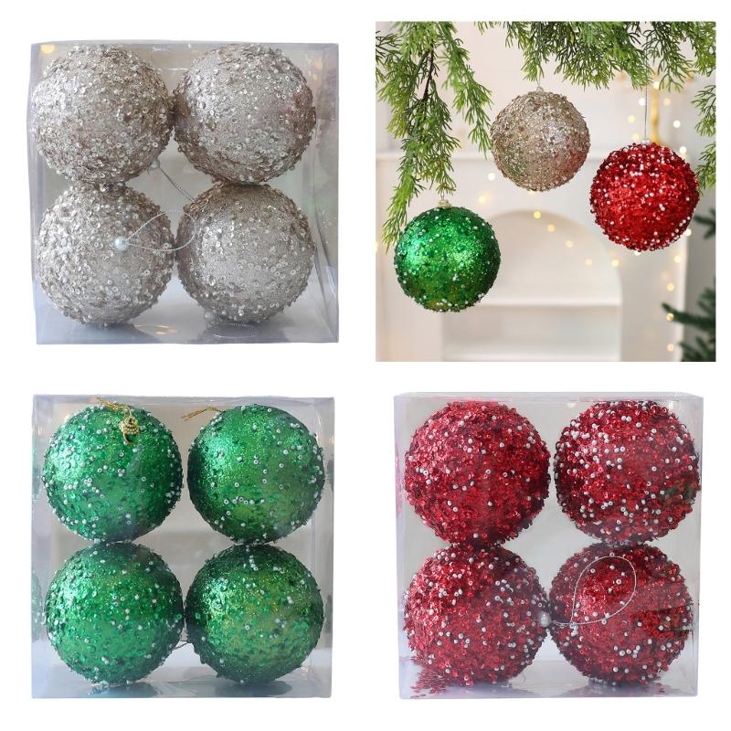 Reflective Foam Christmas Tree Decoration Pearls and Sequins Ball Feature Durable Portable Design Christmas Home Decoration