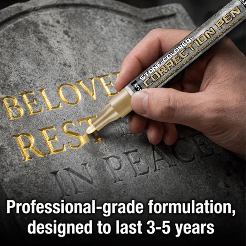 Golden Tombstone Marker Pen | Restores Faded Text On Tombstones and Granite Surfaces, Weather-Resistant, Quick-Drying Oil-Based Fine Tip Pen for Ce