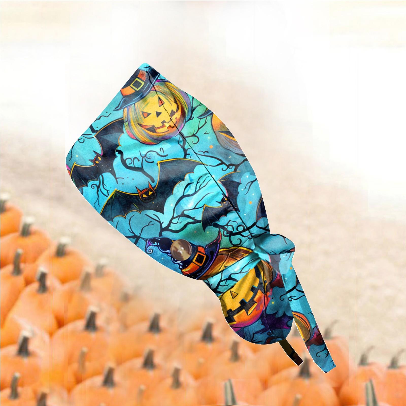 

Модная рабочая кепка с принтом на Хэллоуин, повседневная женская кепка с хвостиком, кепка с постиранной резинкой, кепка Baotou One Size синий