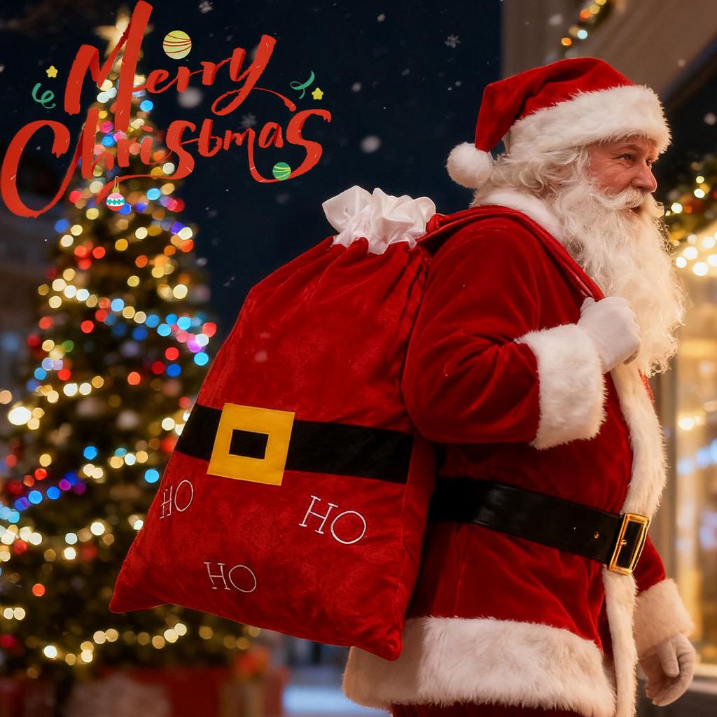 1 Extra-Large Christmas Decoration Creative Drawstring Waist Large Gift Bag Decoration Suitable for Christmas Gift Storage Bags