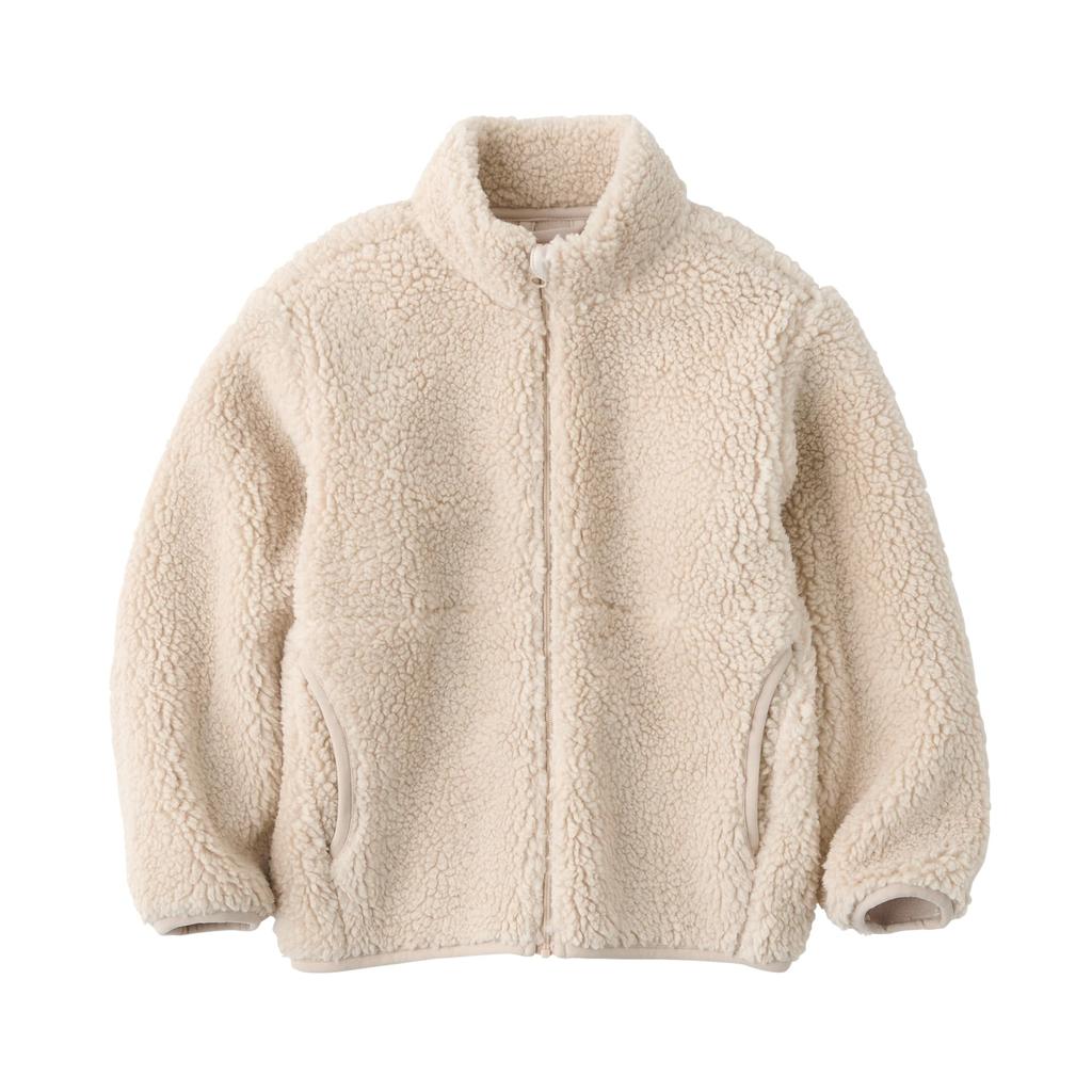 MUJI Boa Fleece Sand Size 120 Kids' Jacket, Unisex, Beige, (CB1KMA4A)