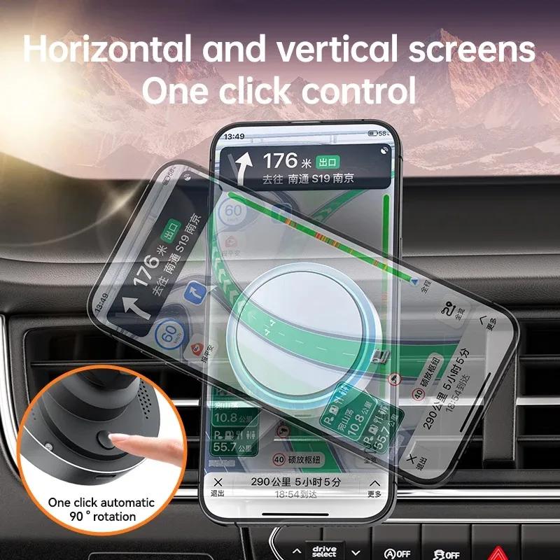 Car Magnetic Wireless Charger Stand For Magsafe iPhone 17 16 15 14 13 12 Pro Max Plus Samsung with LED Light Fast Charging