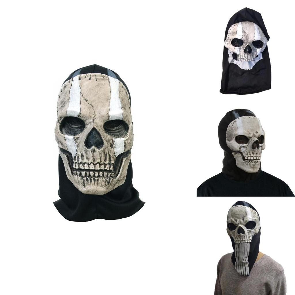 Call Of Duty Teschio Fantasma Maschera di Halloween in Lattice con Design Horror per Cosplay