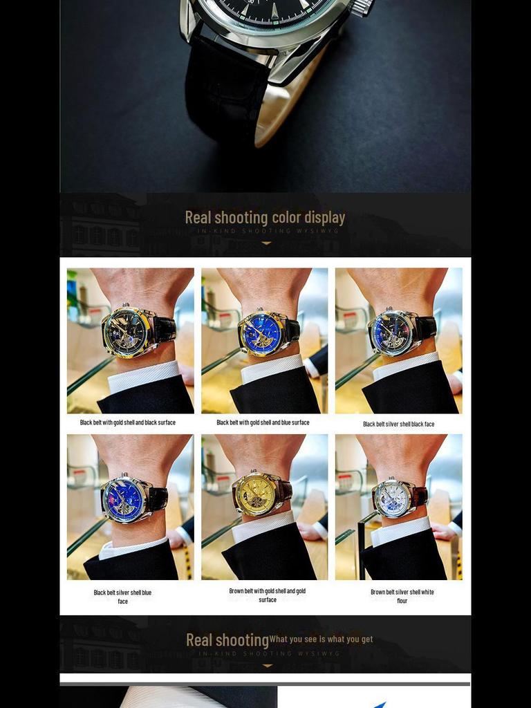 Men's High-End Hollow Flywheel Mechanical Watch - Automatic, Waterproof, Luminous, Moon Phase, Multifunction.