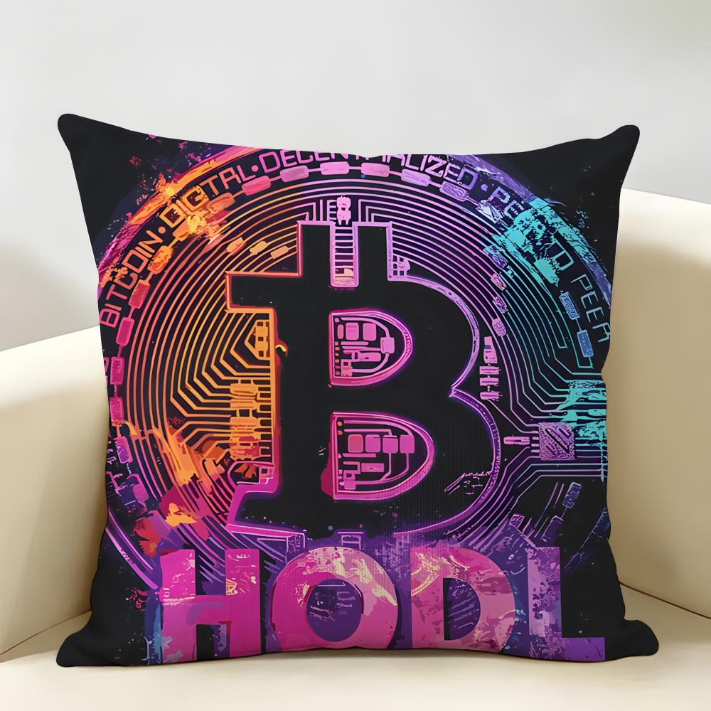 Cool Bitcoin Fashion Luxury Cushion Cover Natural Linen Organic Fabric DoubleSided Printing Room Sofa Decor Pillow Case
