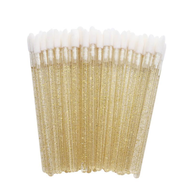 50-Pack Disposable Lip Brushes - Portable Solid Lipstick, Lip Gloss, and Makeup Cleaning Swabs