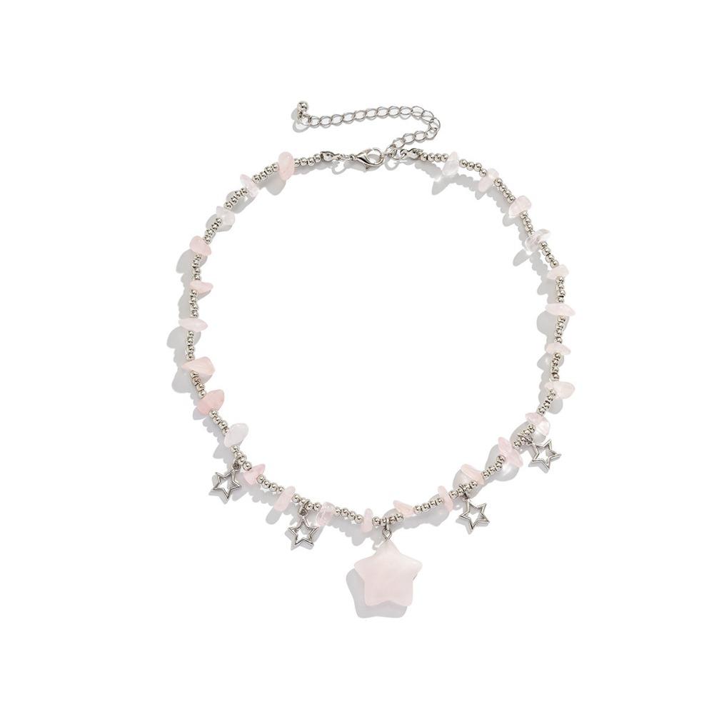 Goth Beads Chain Star Shaped Collarbone Necklace Jewelry Accessories