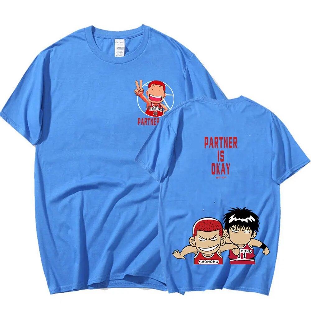 Hot Anime Slam Dunk Print T-Shirt Rukawa Kaede Sakuragi Hanamichi T Shirts Unisex Women Fashion Loose Oversized High Street T-shirt