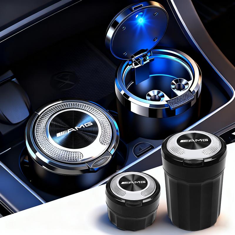 JVC4 Car Ashtray One Touch Open Portable Ashtray Cup Auto Interiors For Mercedes Benz AMG W203 W206 W220 W205 W211 W212 W201 W168 GLC