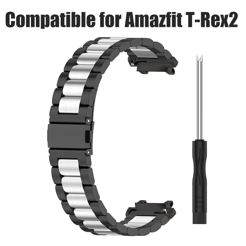 Solid Stainless Steel Strap Compatible for Amazfit T Rex2 Replacement Straps Metal Watch Band