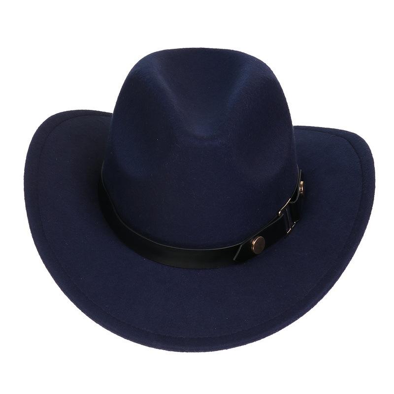 Western Cowboy Top Hat Spring And Autumn New Jazz Hat Big Brim Pentagram Belt Accessories Felt Hat Men And Women
