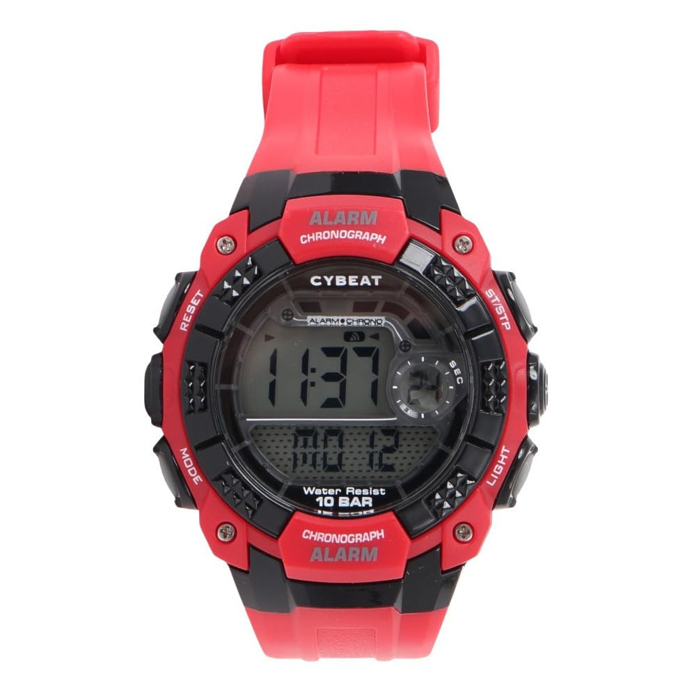 J-Axis ACY15-RE Men's Sports Watch, 10 ATM Water Resistant Digital Watch, Red