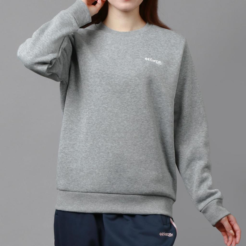 Kaepa Logo UV Warm for and Medium Size L Women's Sweatshirt, Autumn, Fleece-Lined, One-Point Embroidery, Protection, Sports, Training, Golf, Gray,