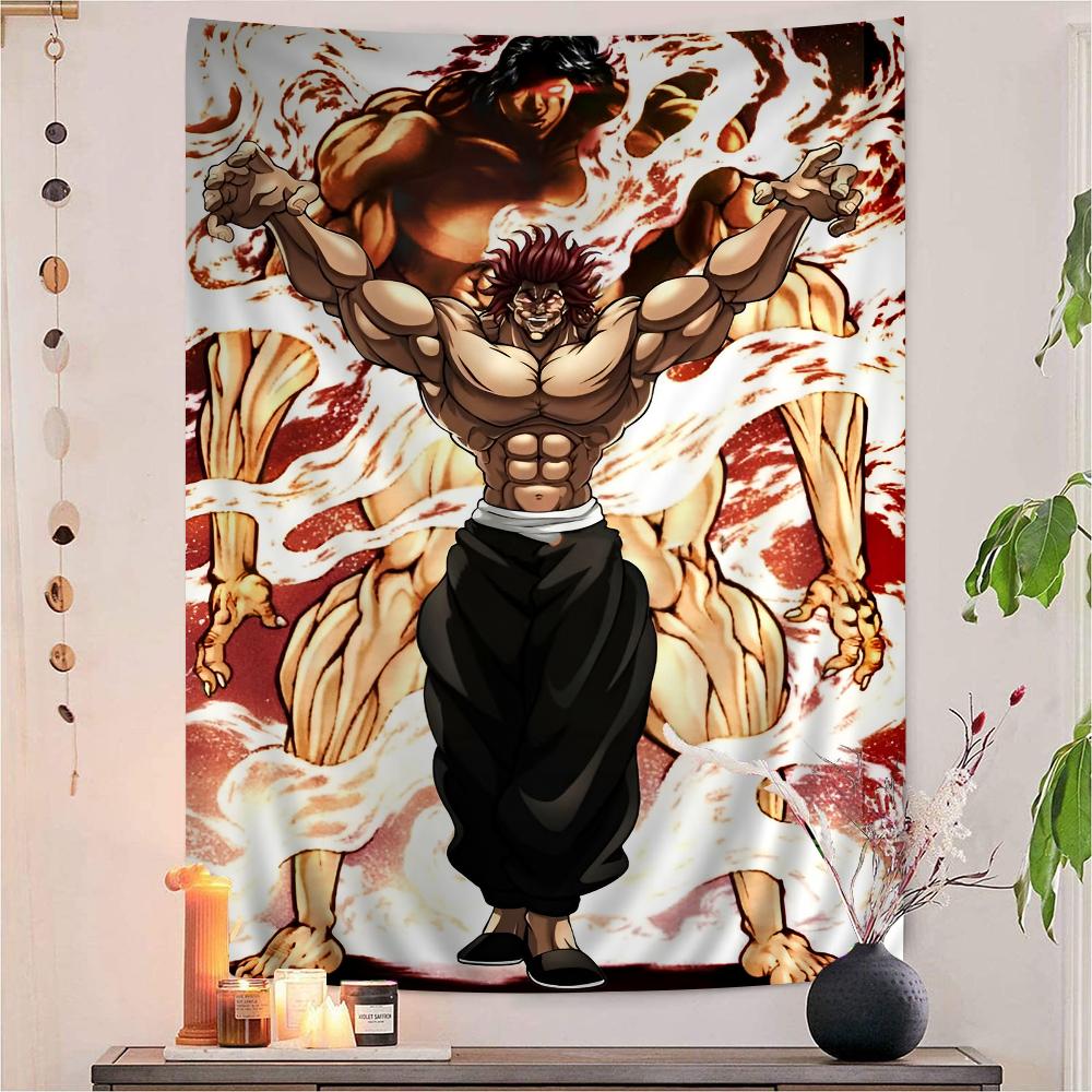 Japanese Anime Baki Hanma Colorful Tapestry Wall Hanging Hanging Tarot Hippie Wall Rugs Dorm Wall Art Decor