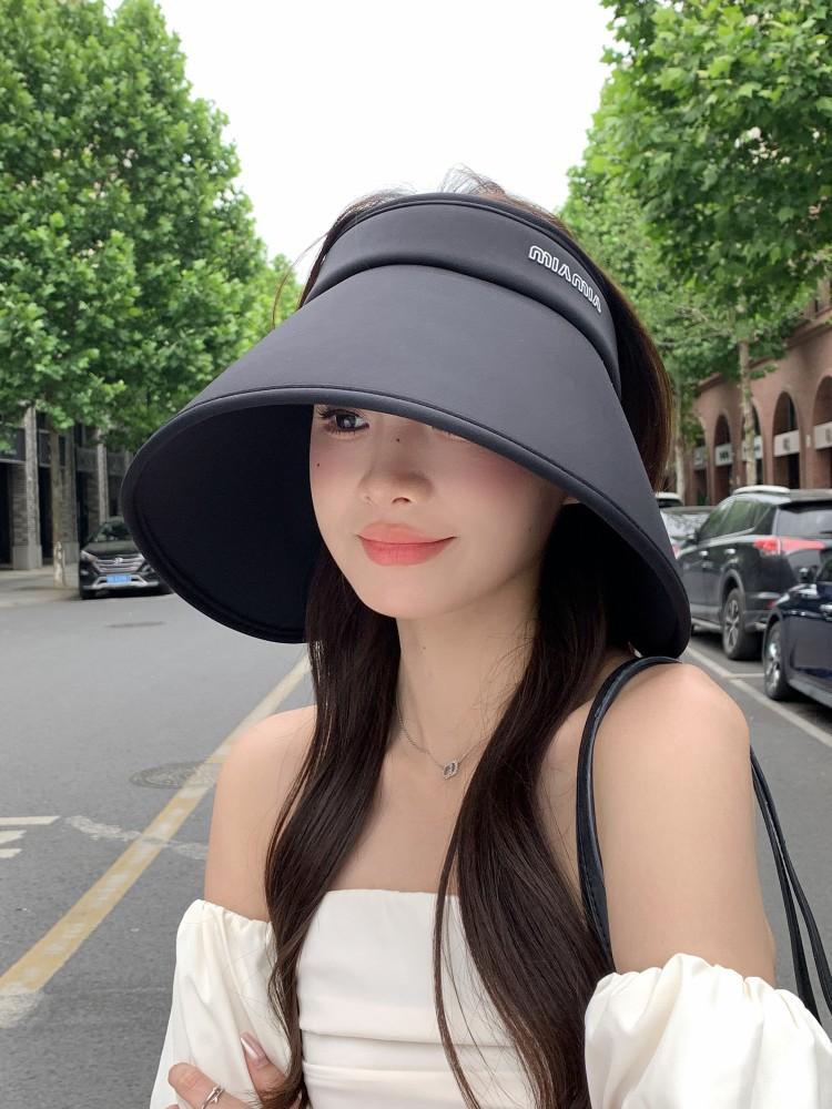 Wrap-around Full Face Sunscreen Hat Women's Summer Big Brim Empty Top Sun Hat Cycling UV Protection Ice Silk Sun Hat