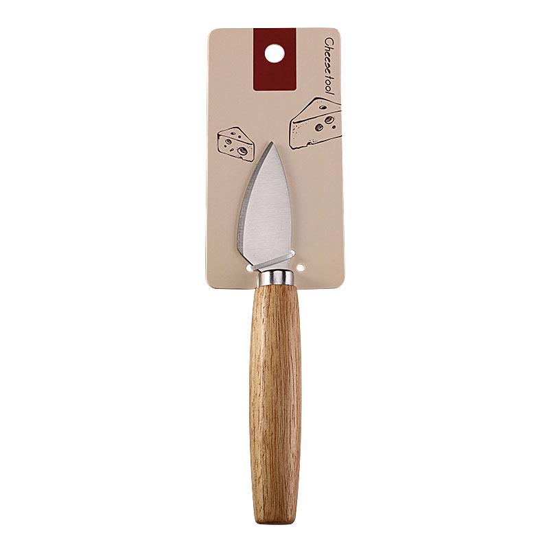 Stainless Steel Cheese Knife & Fork Set, Rubber Wood Handles - Western Tableware