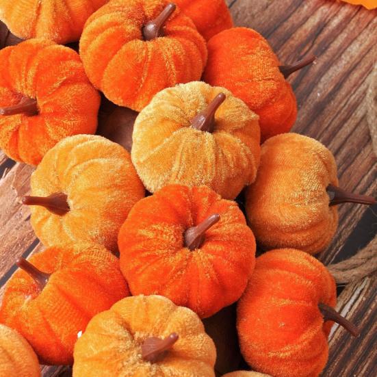 40CM Artificial Cloth Pumpkin Wreath Indoor Outdoor Front Door Wall Hanging Fake Pumpkin Garland Autumn Halloween Thanksgiving Day Harvest Festival