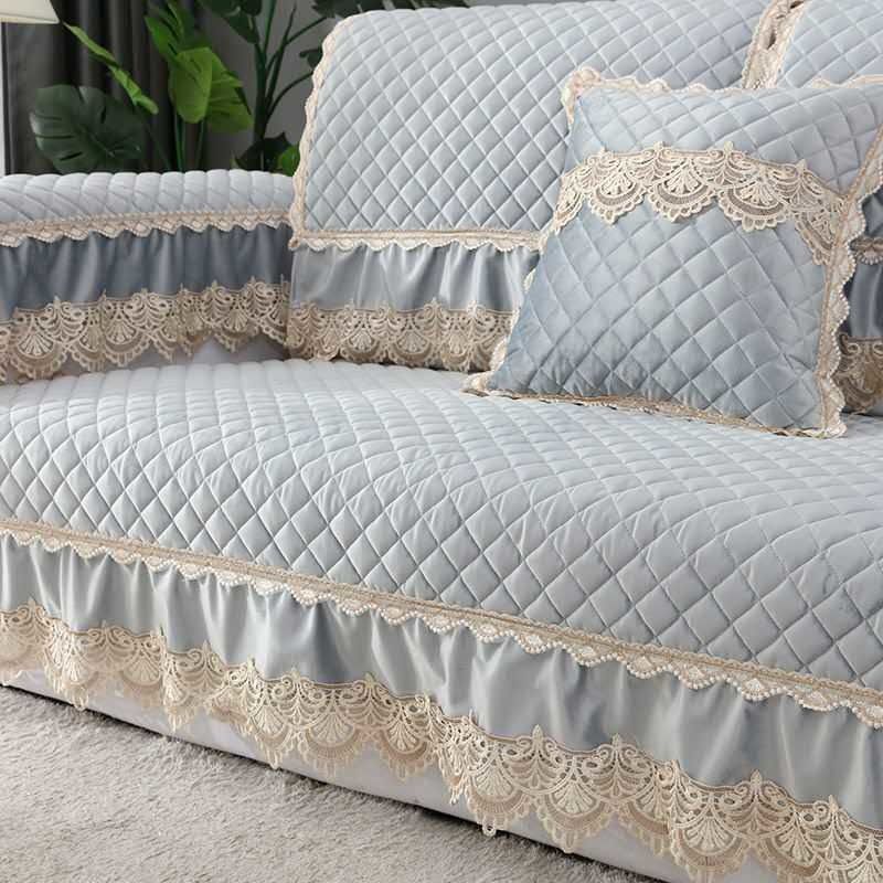 Luxury Solid Color Sofa Sets Cover Thick Sofa Slipcovers L Shaped Sofa Towel Lace Decor Couch Covers for Living Room