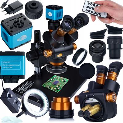 Zestaw Mikroskopowy Haumea PRO Black Series Z Kamerą 4K – Zoom 6,5–58x | Oświetlenie LED 144x | Do SMD, PCB, Edukacji