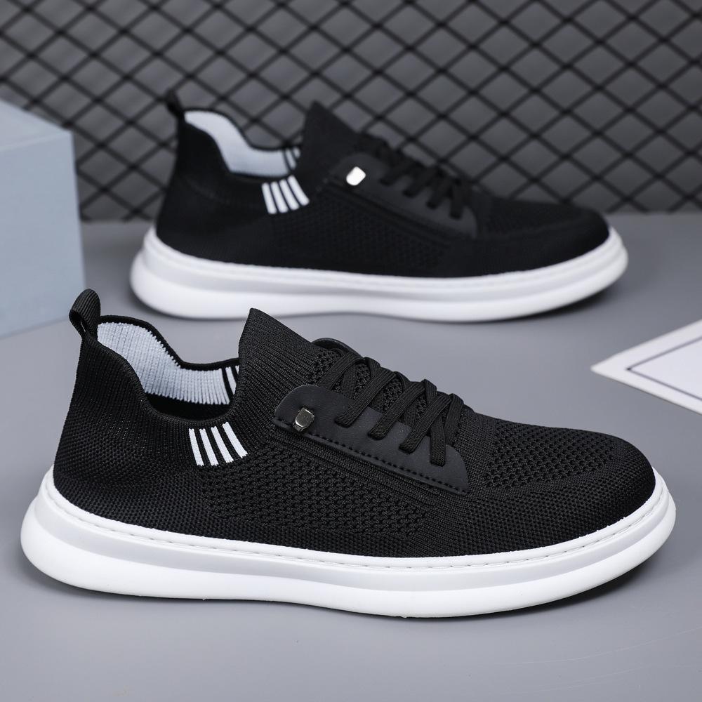 Summer mesh shoes breathable soft-soled running shoes men's thin low-top fly-woven shoes one-pedal casual sports shoes