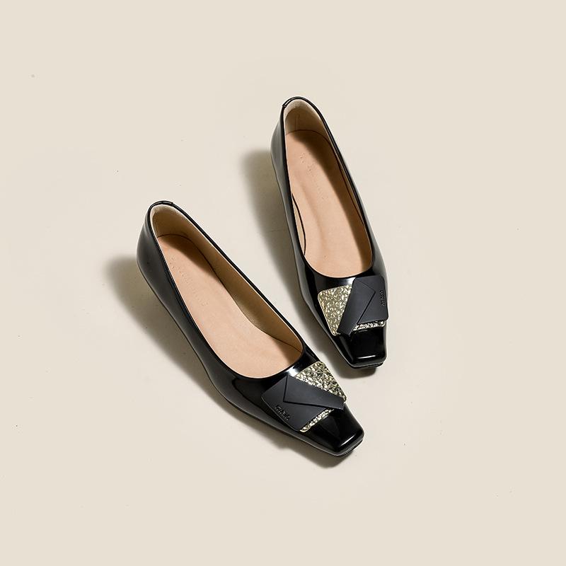Yuanlitong 2025 High Heels Are Not Tired of Feet, Single Shoes for Women, High-end Fashion, Square Head Is Not Stuffy Feet, Genuine Leather Women