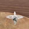 Vintage Moss Agate Promise Ring with CZ Halo | Nature Inspired Sterling Silver Ring | Moss Agate & Cubic Zirconia Engagement Ring