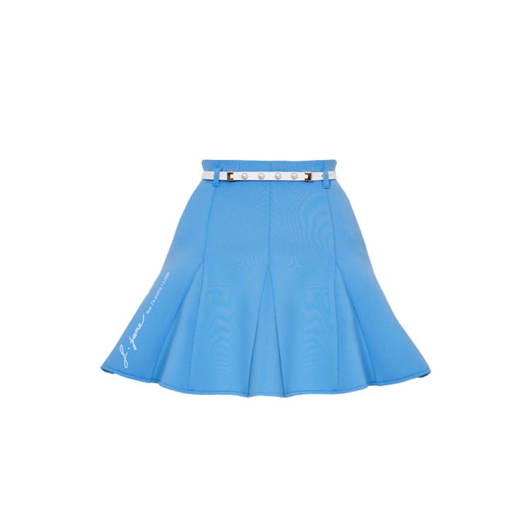 J Jane Pearl Belt Flared Skirt (Blue)