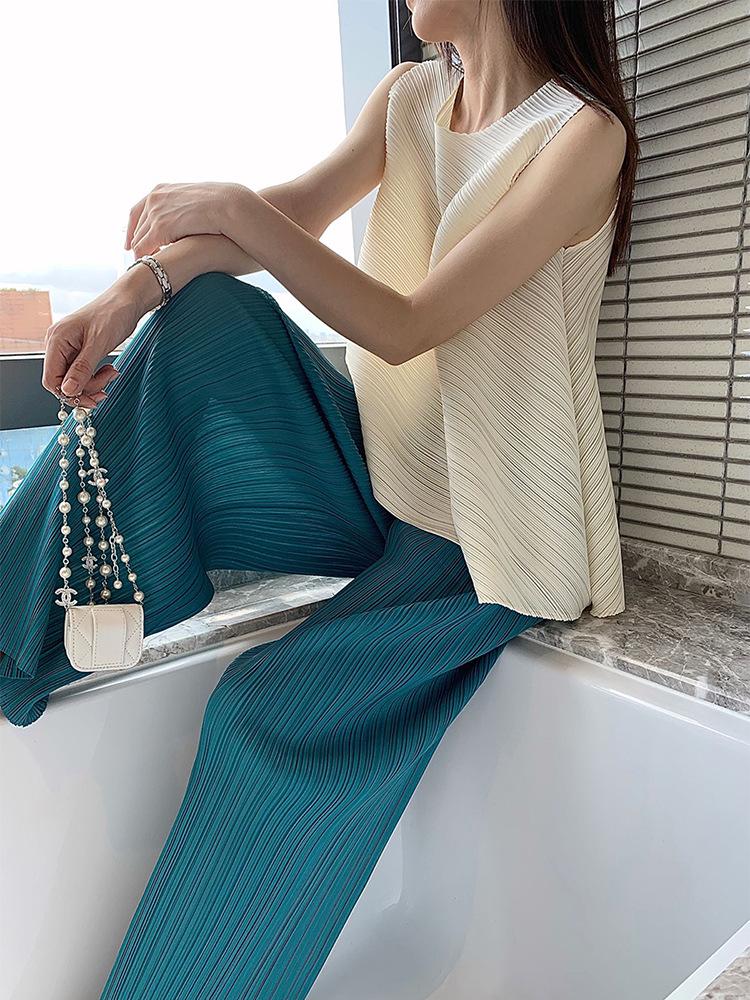 Damen High-Waist Plissee Weitbein Hose: 2025 Sommer Retro-Stil