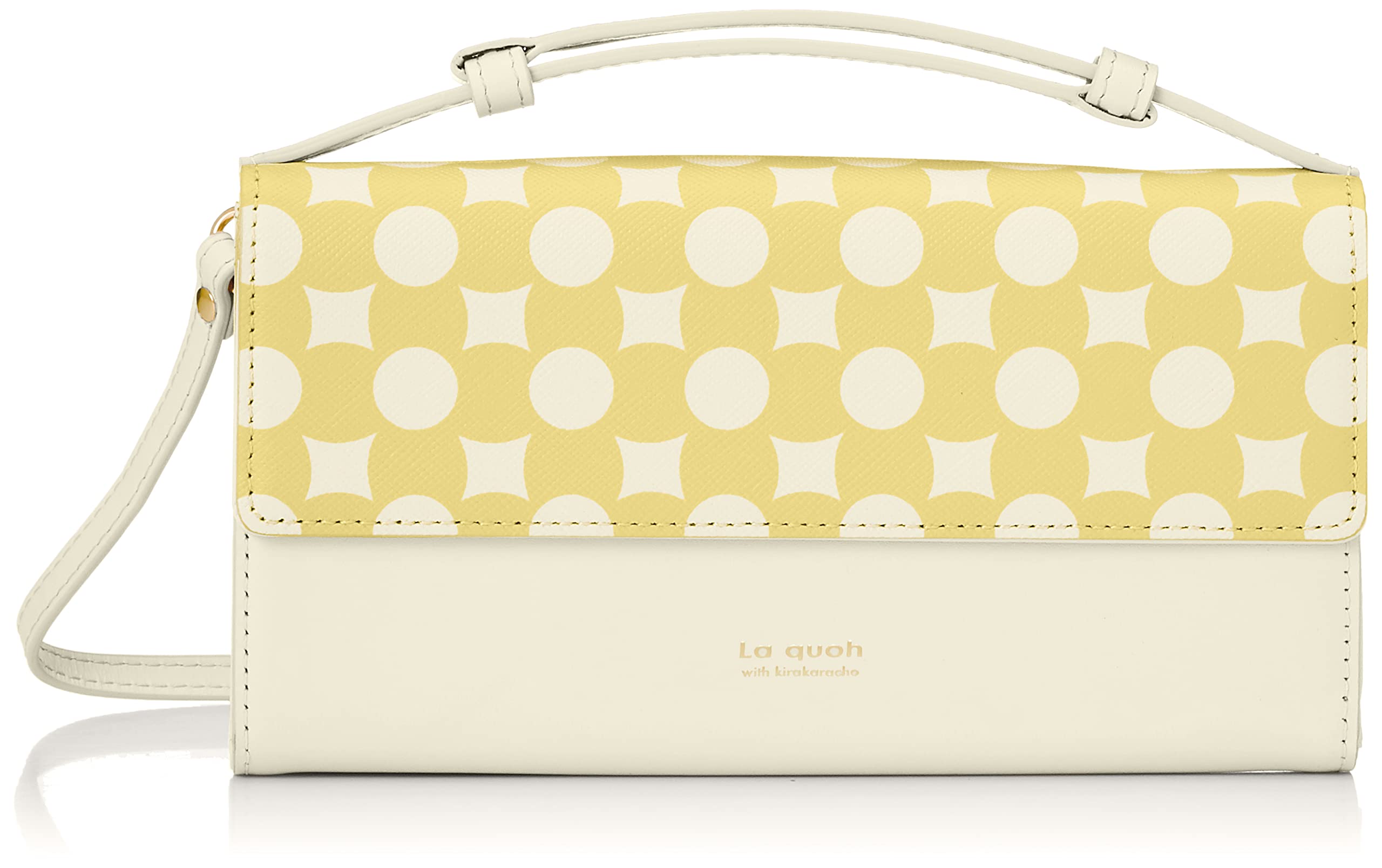 

Cuo with Kira Shoulder Bag Nanban Print Leather Wallet Pochette Yellow [La Karacho] Cloisonné (D)