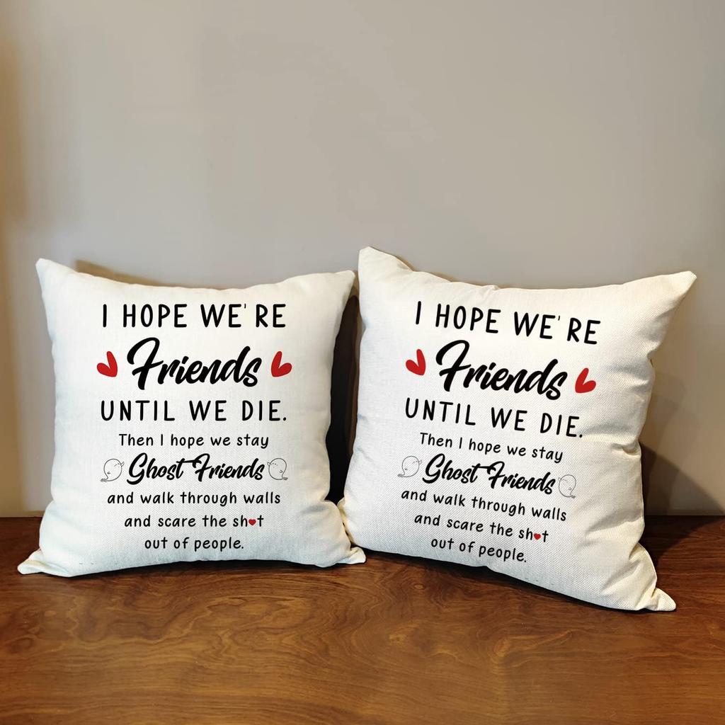 OUZ Best Friendship Gift for Friends Pillow Case - I Hope We're Best Friends, Funny Throw Pillow Cover, Gifts for Women Girls Sisters Gifts for
