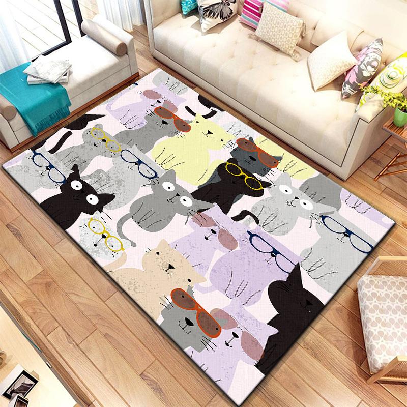 Teppich mit Cartoon-Spleißtieren, groß, Teppich für Wohnzimmer, Schlafzimmer, Sofa, Dekoration, Fußmatte, Küche, rutschfeste Bodenmatte, Picknick