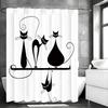 Black Cartoon Cat Shower Curtain, Bathroom Decorative Shower Curtain, Waterproof Shower Curtain with Hooks