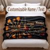 Music Guitar Theme Soft Blanket Personalized Custom Name Text Print Warm Blanket Home Sofa Bedroom Decor