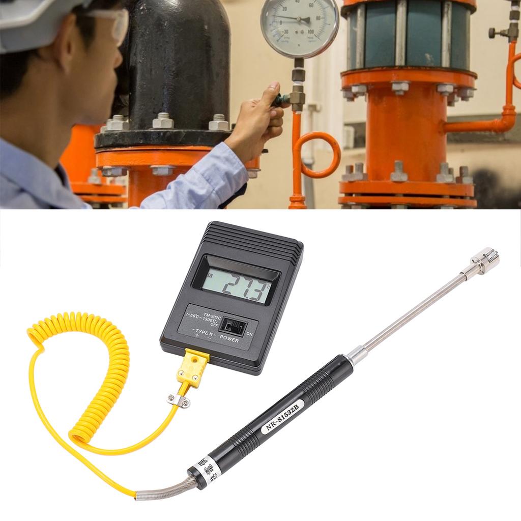 LCD Thermometer Lightweight High Accuracy Temperature Detector Tm‑902c with Thermocouple for Industry for Ceramics for Pottery