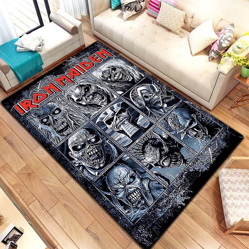 Band I-Iron M-Maidens Carpet Yoga Mat Living Room Bedroom Decoration Home Office Hotel Entrance Non slip Area Flannel CarpetGift